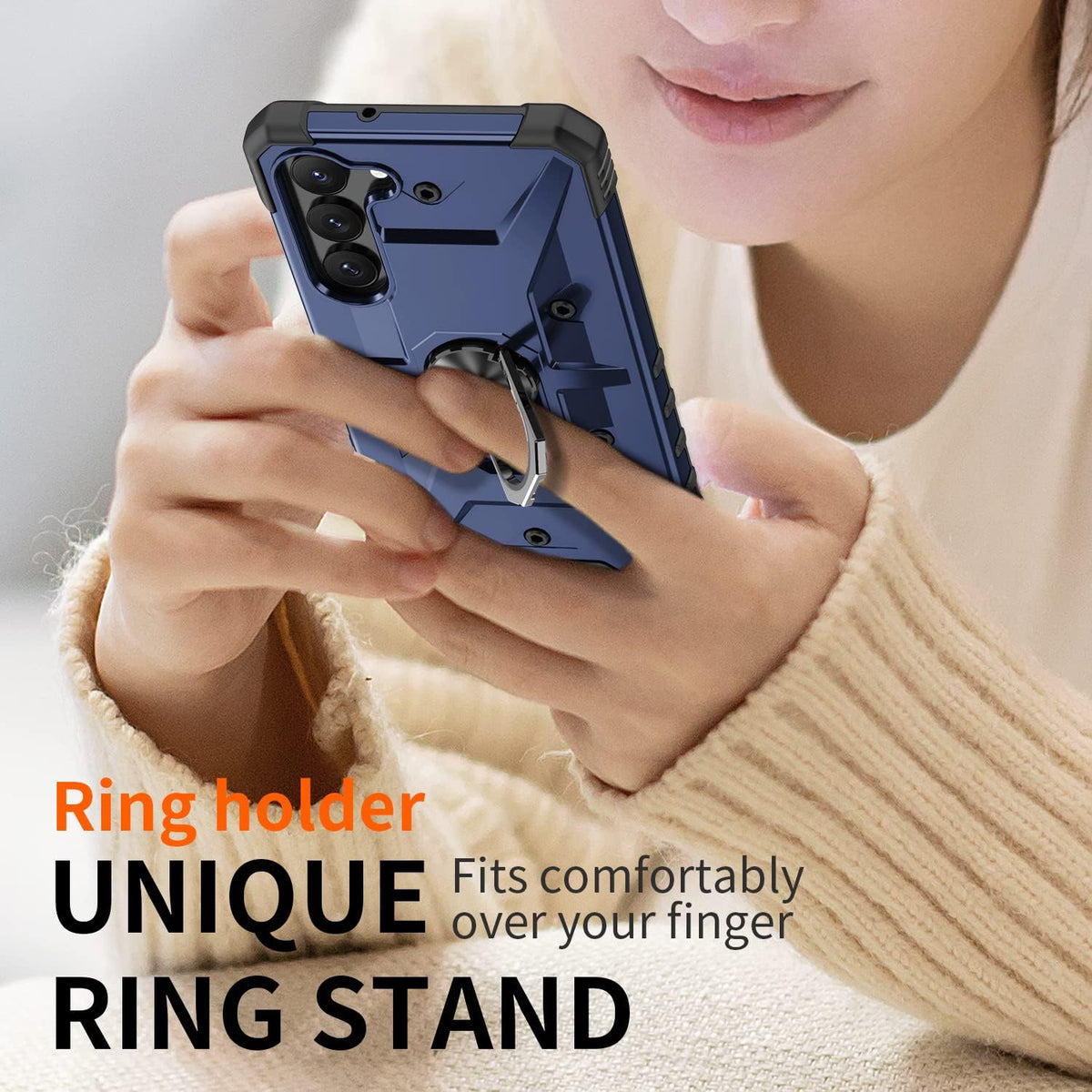 Samsung Galaxy A15 Hoesje - Blauw - Armor Kickstand Back Cover
