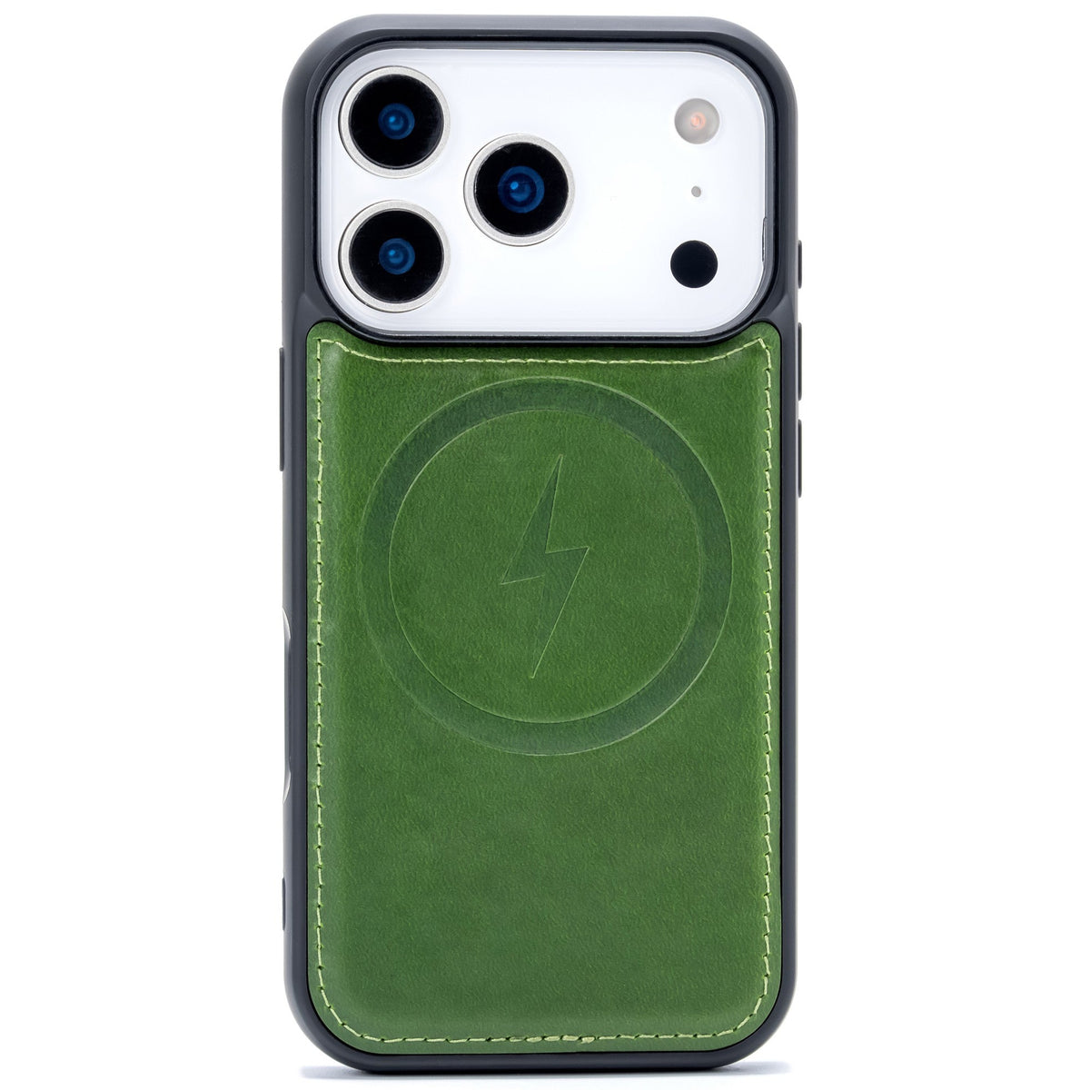 Apple iPhone 17 Pro Case - Olive Green - Genuine Leather MagSafe Back Cover