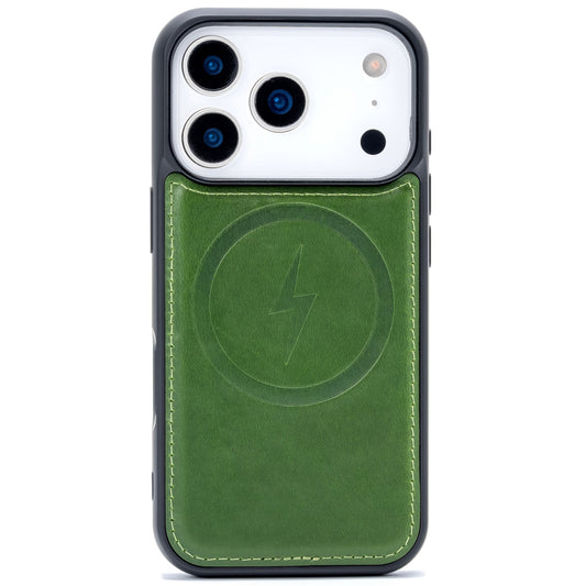 Apple iPhone 18 Pro Max Case - Olive Green - Genuine Leather MagSafe Back Cover