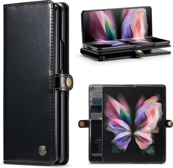 Samsung Galaxy Z Fold 4 Hoesje - Rustiek Charcoal Gray - Bookcase