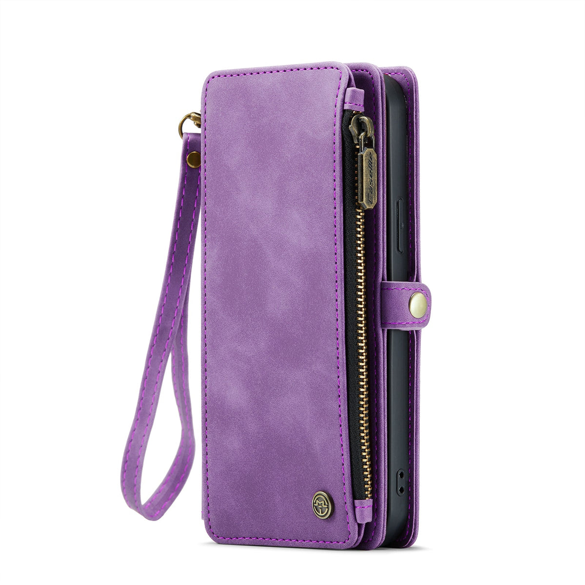 Apple iPhone 15 Case - Bright Pink - Luxury MagSafe Wallet Case with Zipper and Phone Strap