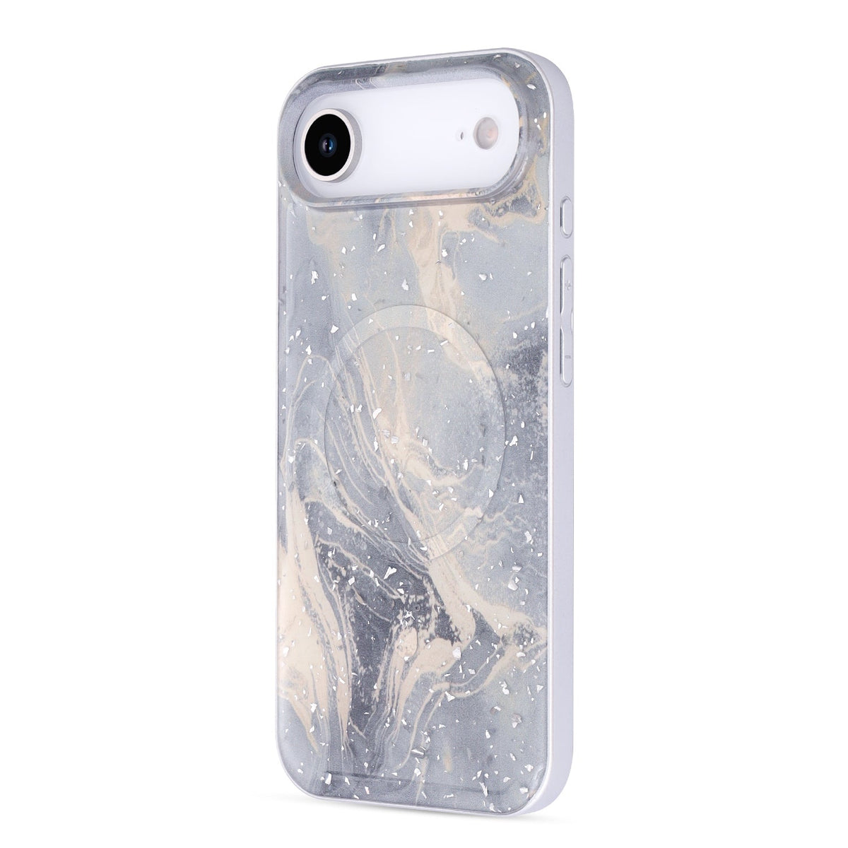 Apple iPhone Air Hülle - Grau - Marmor-Glitzer-MagSafe-Backcover