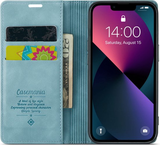 Apple iPhone 12 Mini Hülle - Aqua Blue - Schlanke Klapphülle mit Kartenfach