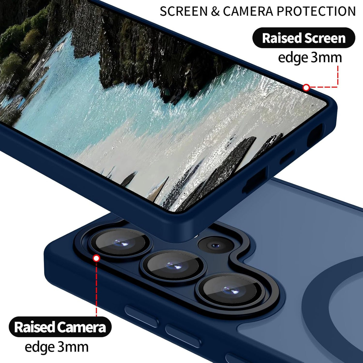 Samsung Galaxy S26 Ultra Hoesje - Donker Blauw - Matte Armor MagSafe Back Cover met Valbescherming