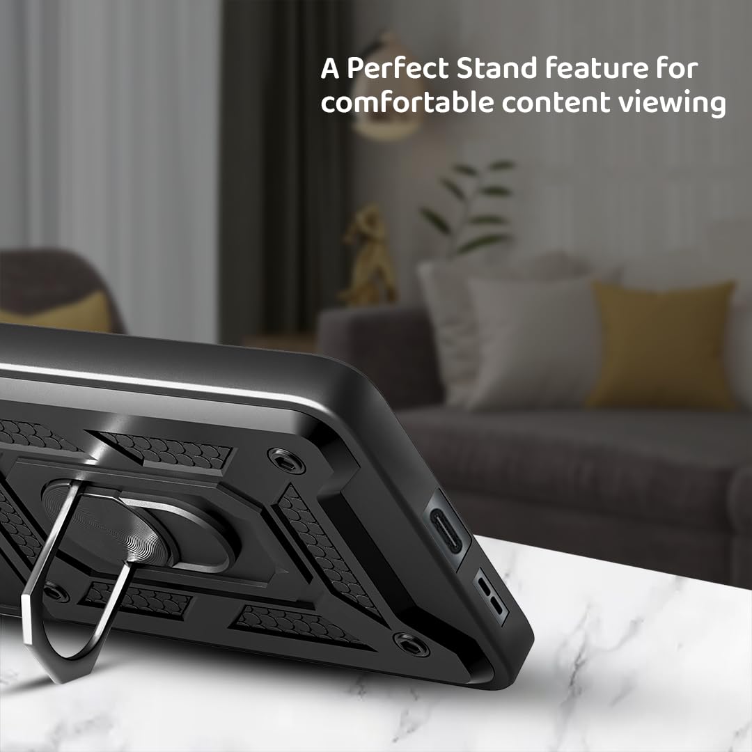 Xiaomi Poco C71 Case - Black - Hybrid Armor Kickstand Back Cover with Camera Protection