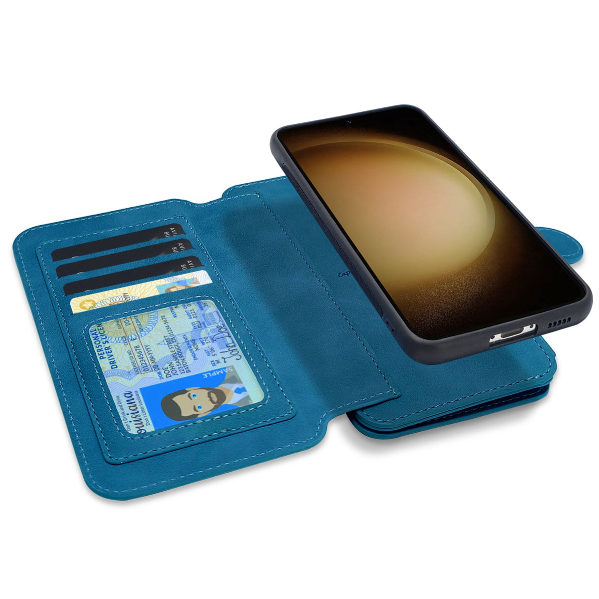 Apple iPhone 16 Plus Hoesje - Navy Blue - 2 in 1 Bookcase met Rits