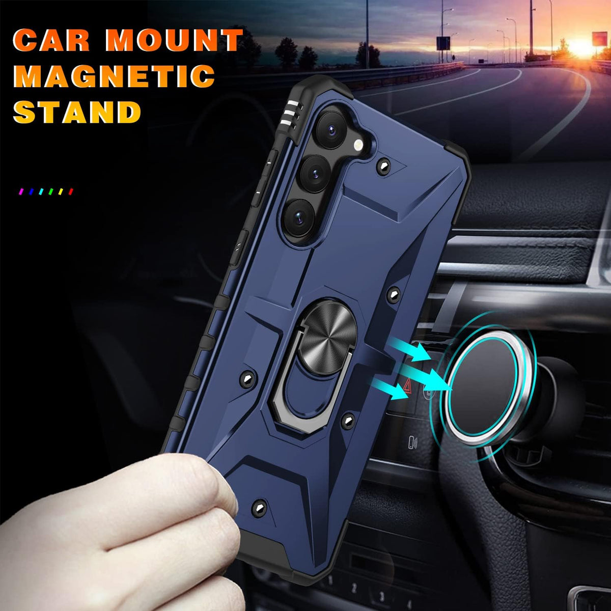 Samsung Galaxy A15 Hoesje - Blauw - Armor Kickstand Back Cover