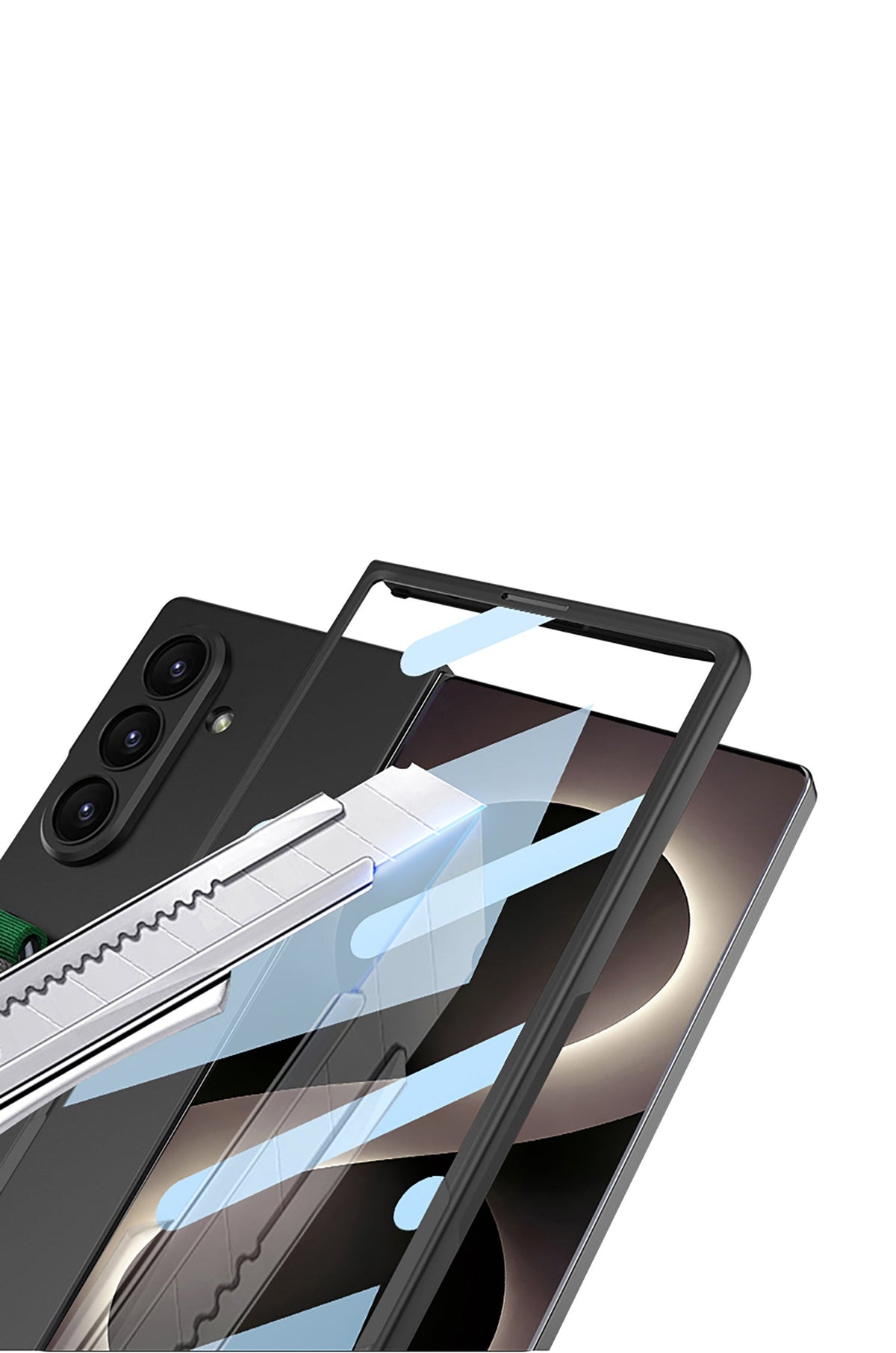 Samsung Galaxy Z Fold8 Ultra Hoesje - Zwart - Cover met Handstrap, Ring Houder en Ingebouwde Screenprotector