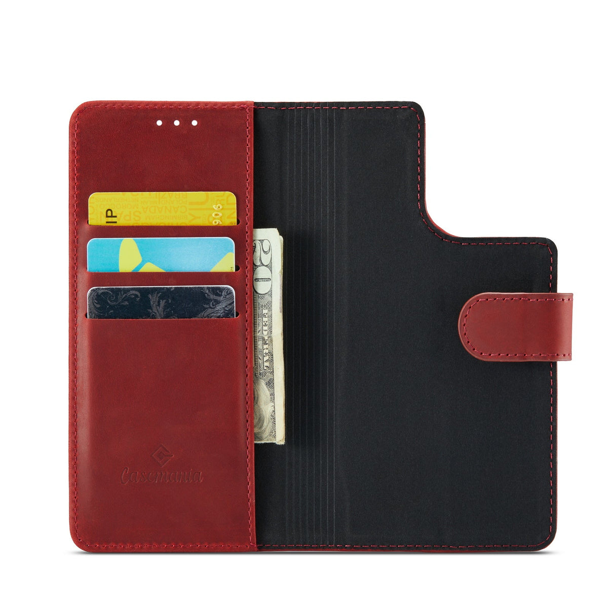 Apple iPhone 15 Pro Max Hoesje - Crimson Red - Echt Leren 2 in 1 MagSafe Bookcase