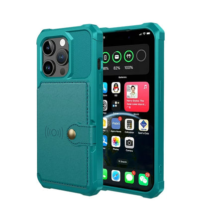 Apple iPhone 15 Pro Hoesje - Turquoise - Back Cover met Pasjeshouder