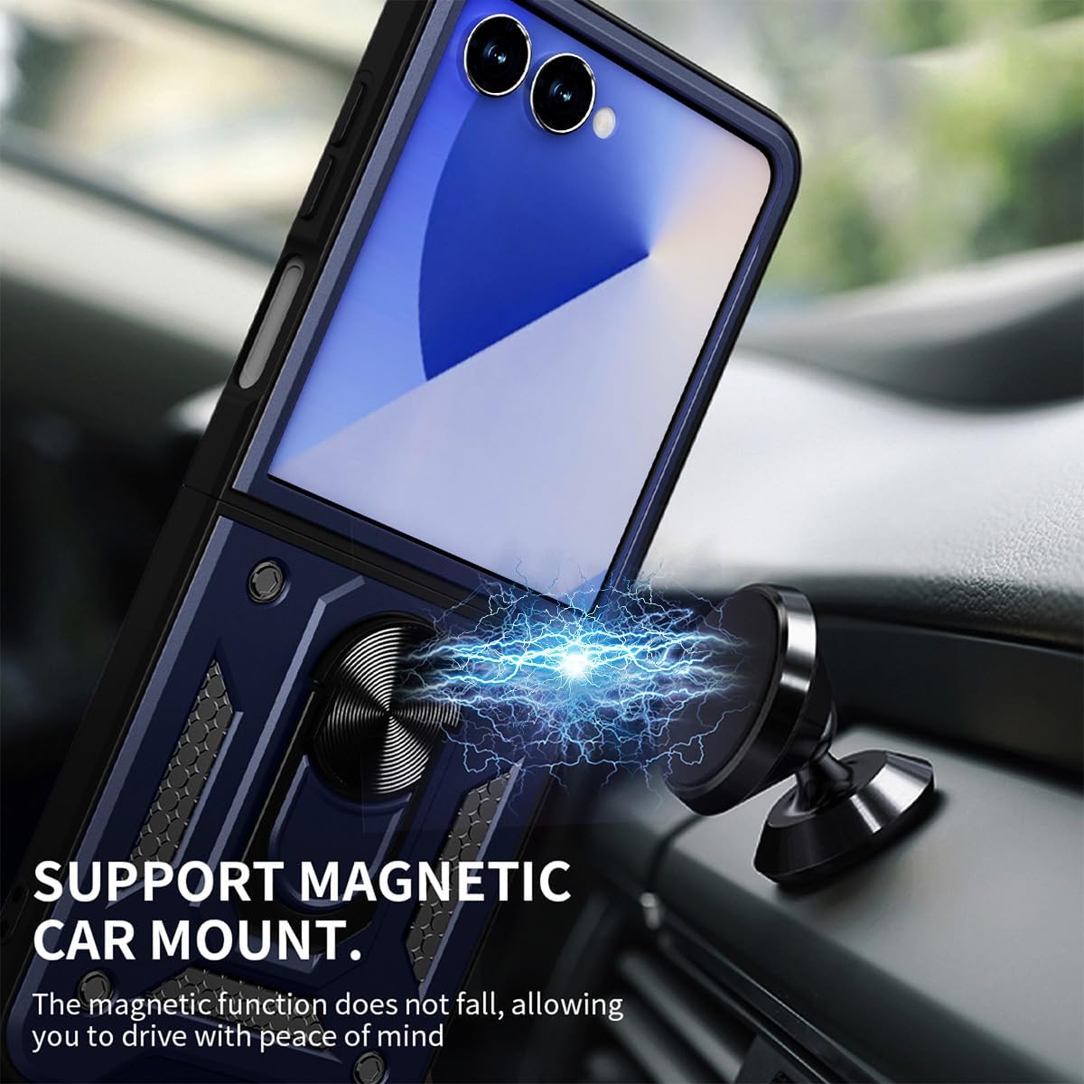 Samsung Galaxy Z Flip8 Hoesje - Blauw - Armor Kickstand Back Cover