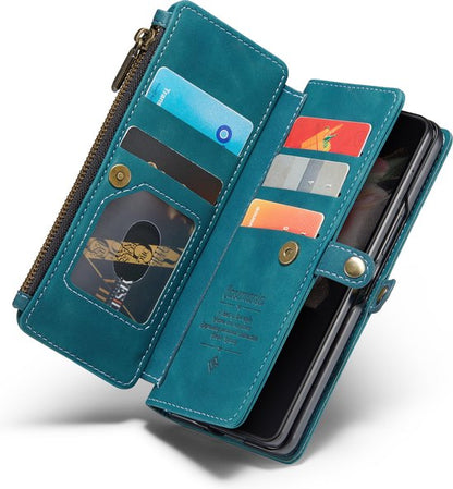 Samsung Galaxy Z Fold 3 5G Hoesje - Emerald Green - Luxe Bookcase met Rits en Telefoonkoord