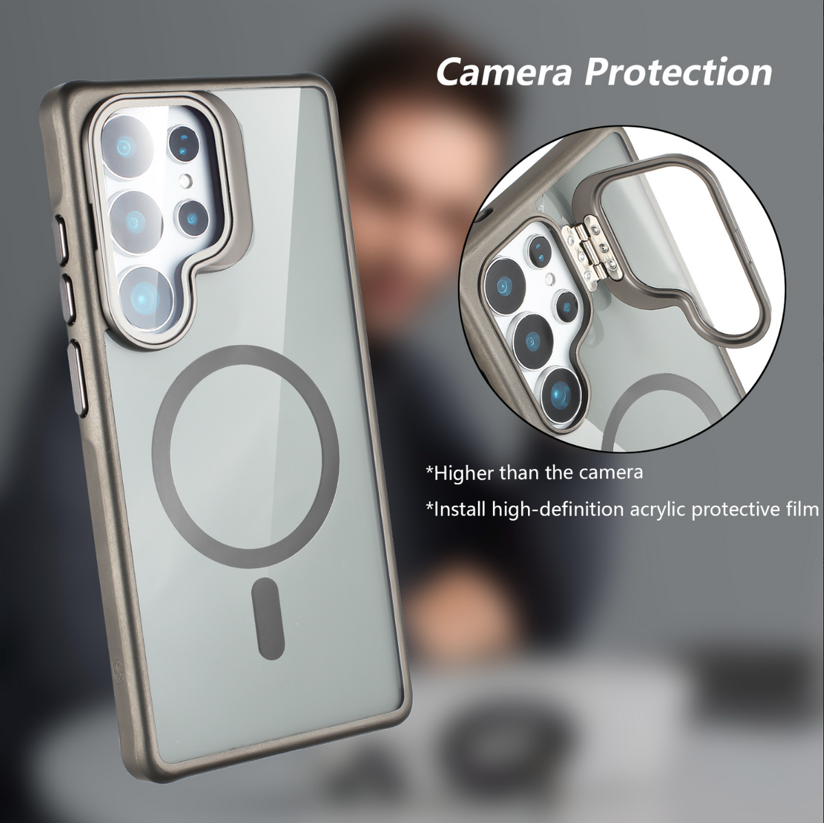 Samsung Galaxy S26 Hoesje - Grijs - Bumper Matte MagSafe Back Cover met Camera Kickstand
