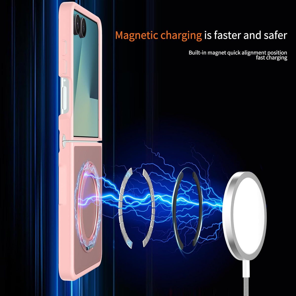Samsung Galaxy Z Flip8 Case - Pink - Matte Armour MagSafe Back Cover with Kickstand