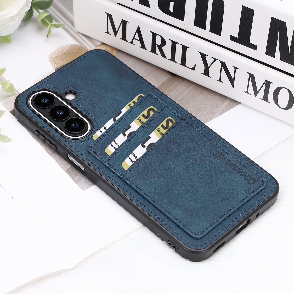 Samsung Galaxy S26 FE Hoesje - Navy Blue - Kunstleren Back Cover met Pasjeshouder