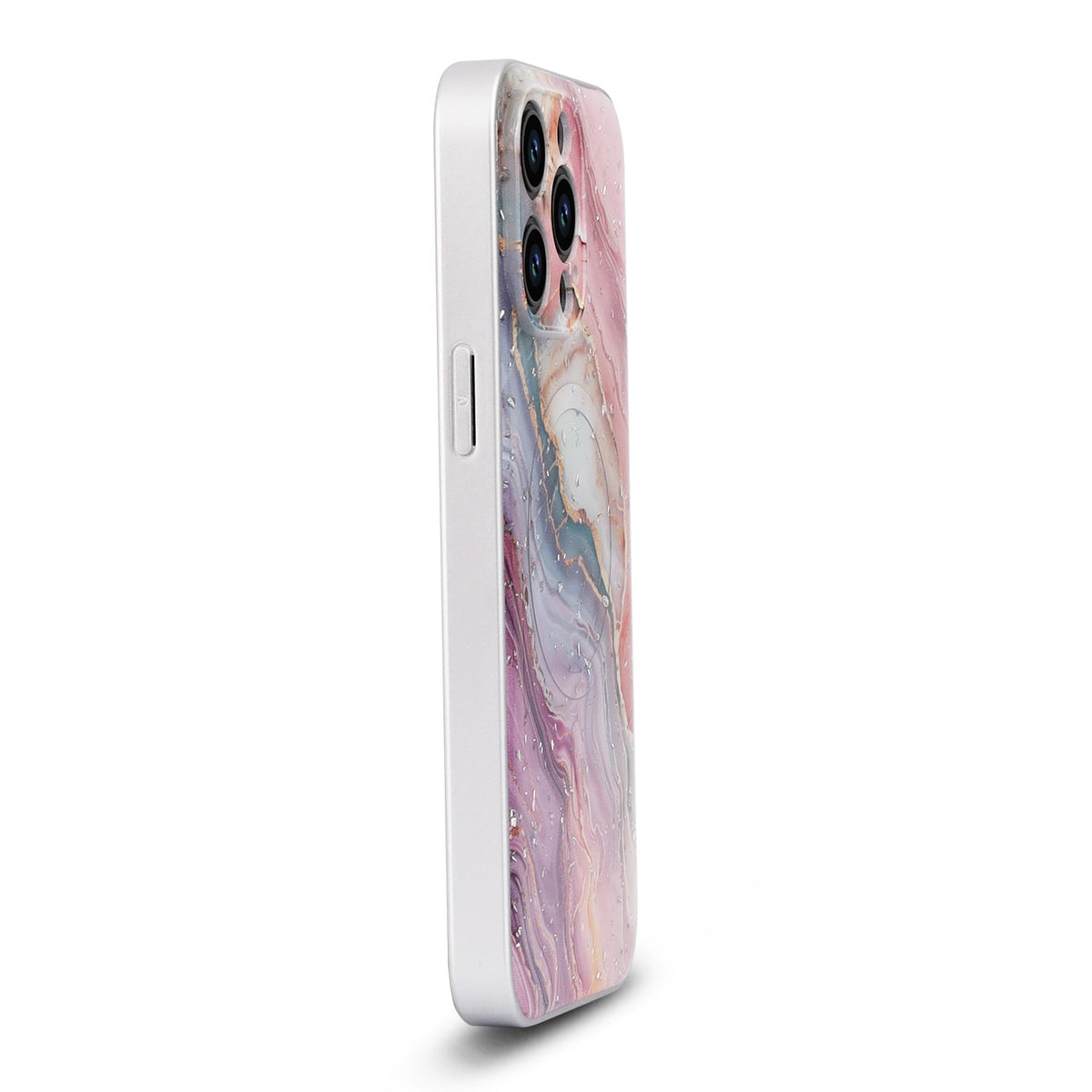 Apple iPhone 12 Pro Hoesje - Roze - Marmer Glitter MagSafe Back Cover