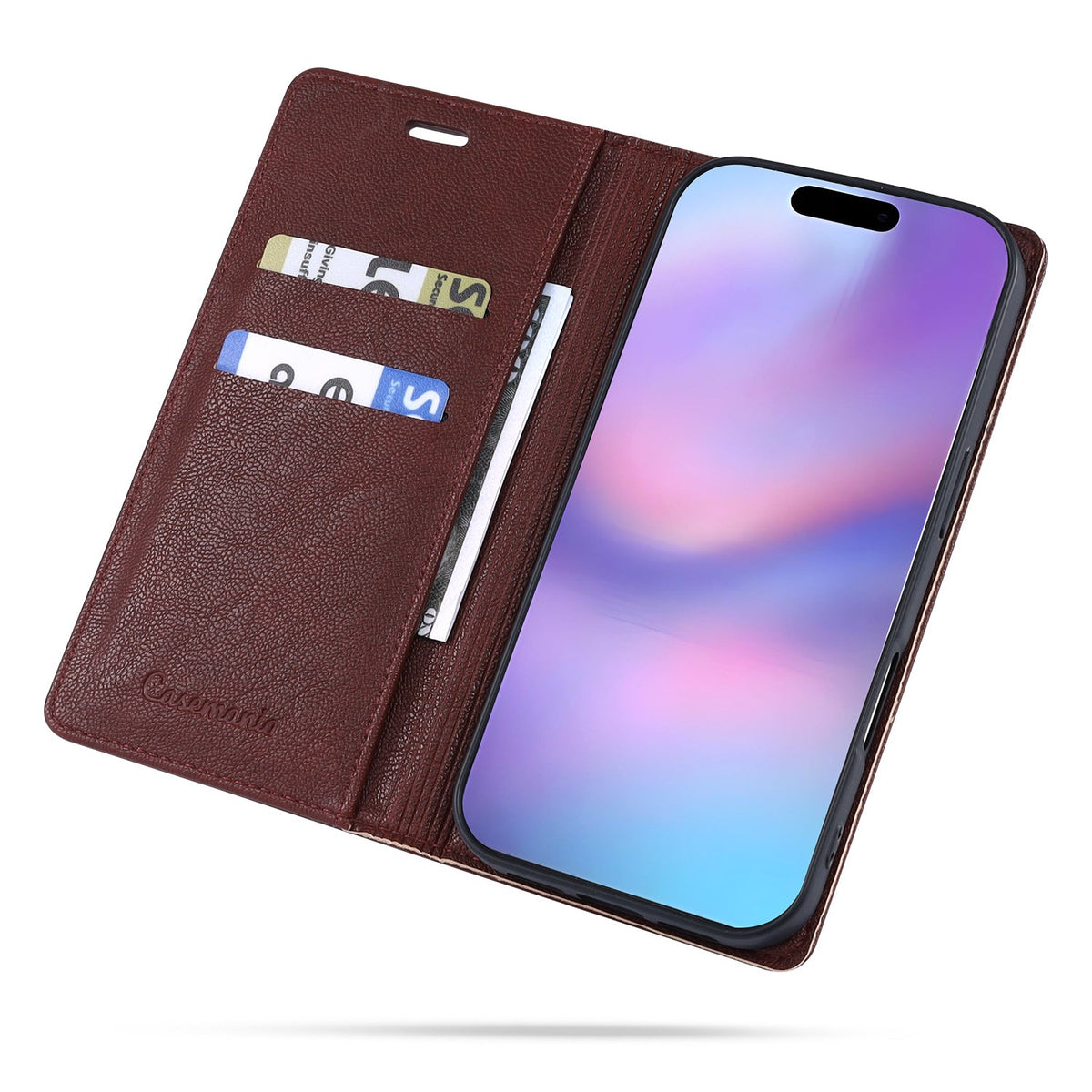 Apple iPhone 17 Pro Max Hoesje - Burgundy Red - Dunne Leather-look Back Cover