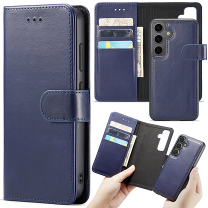 Samsung Galaxy S24 Case - Navy Blue - Genuine Leather 2-in-1 Wallet Case