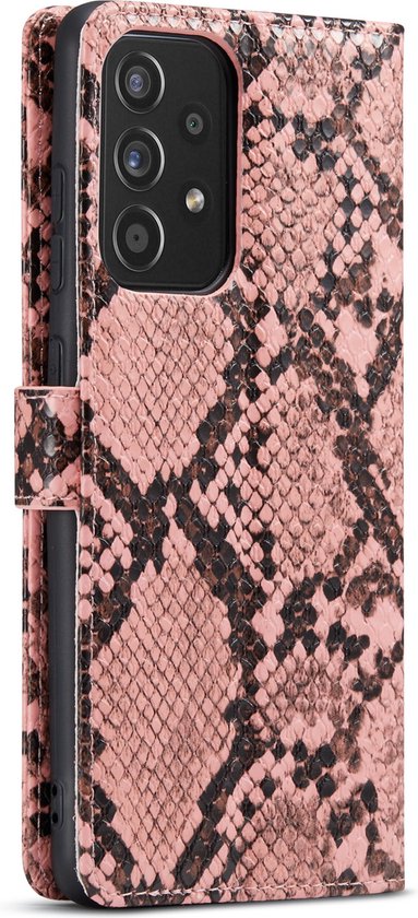 Samsung Galaxy A52 / A52S Hoesje - Roze - Slangen Bookcase