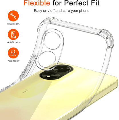 Oppo A18 Case - Clear - Shockproof Hybrid Back Cover