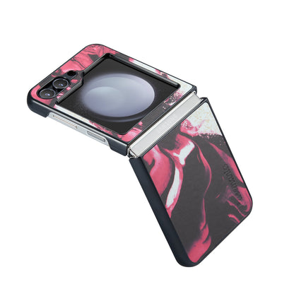 Samsung Galaxy Z Flip 5 Hoesje - Rood Rhodonite - Marmer Portemonnee Bookcase