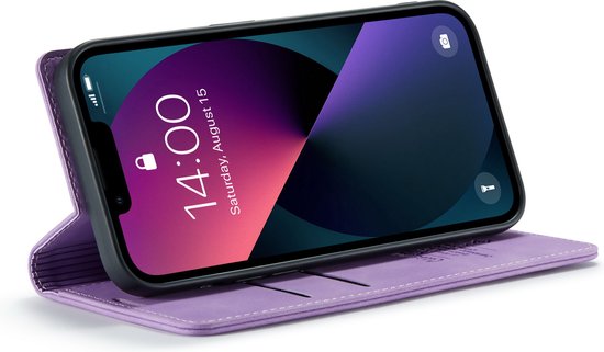 Apple iPhone 13 Hoesje - Bright Lila - Dunne Bookcase