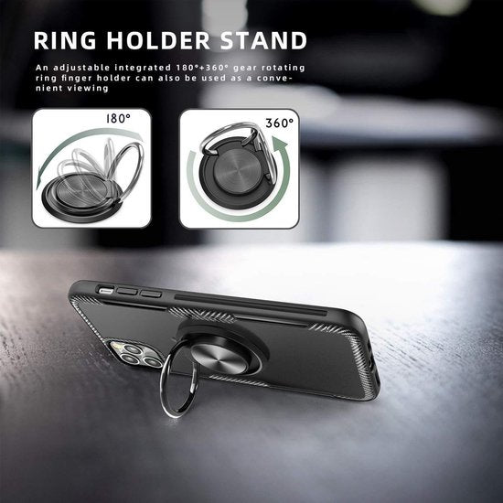 Apple iPhone 11 Pro Hülle - Schwarz - Ständer Ring Backcover