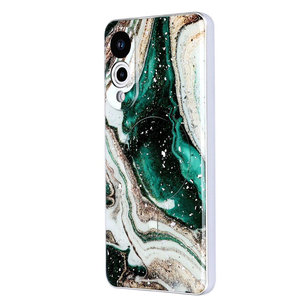 Samsung Galaxy S25 Edge Hoesje - Groen - Marmer Glitter MagSafe Back Cover