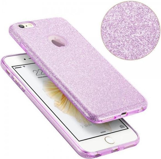 Apple iPhone 7 Plus Hoesje - Paars - Glitter Back Cover