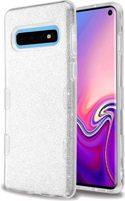 Samsung Galaxy S10 Hoesje - Zilver - Glitter Back Cover