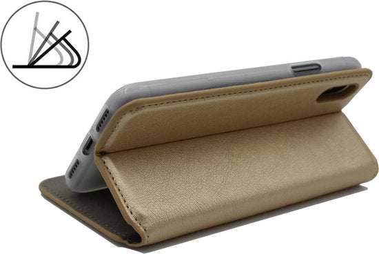 Samsung Galaxy J4+ (2018) Hoesje - Goud - Luxe Kunstlederen Portemonnee Bookcase