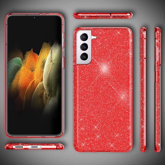 Samsung Galaxy S22 Plus Case - Red - Glitter Back Cover