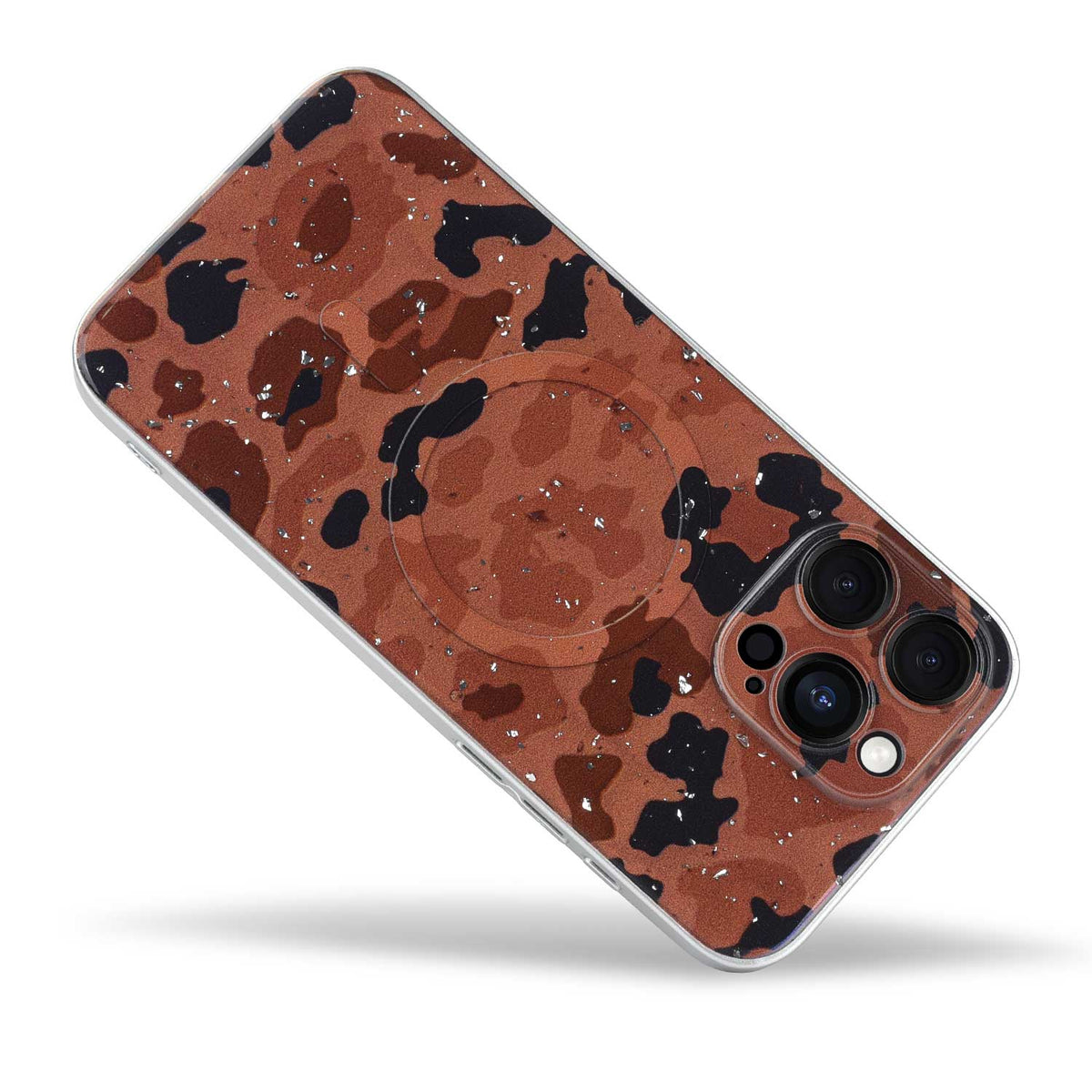 Apple iPhone 12 Pro Hoesje - Brown - Glitter MagSafe Back Cover