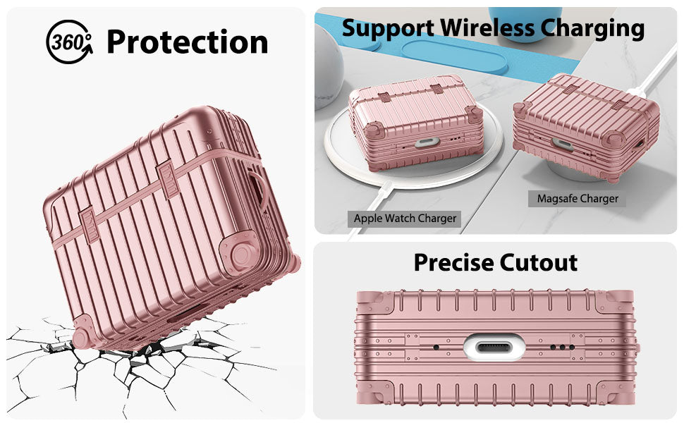 Apple AirPods Pro 2 / Pro Case - Koffer Suit Case with Stickers - Rose Gold