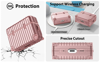 Apple AirPods Pro 2 / Pro Case - Koffer Suit Case with Stickers - Rose Gold