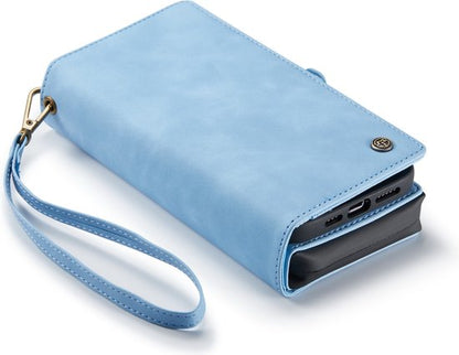 Apple iPhone 13 Pro Hoesje - Sky Blue - Luxe 2 in 1 Bookcase met 10 Kaart Vakken en Polskoord