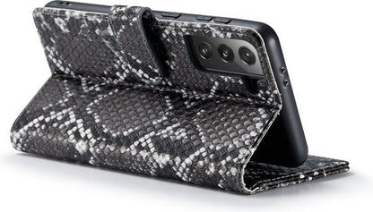 Samsung Galaxy S21 Hoesje - Zwart - Snake Bookcase