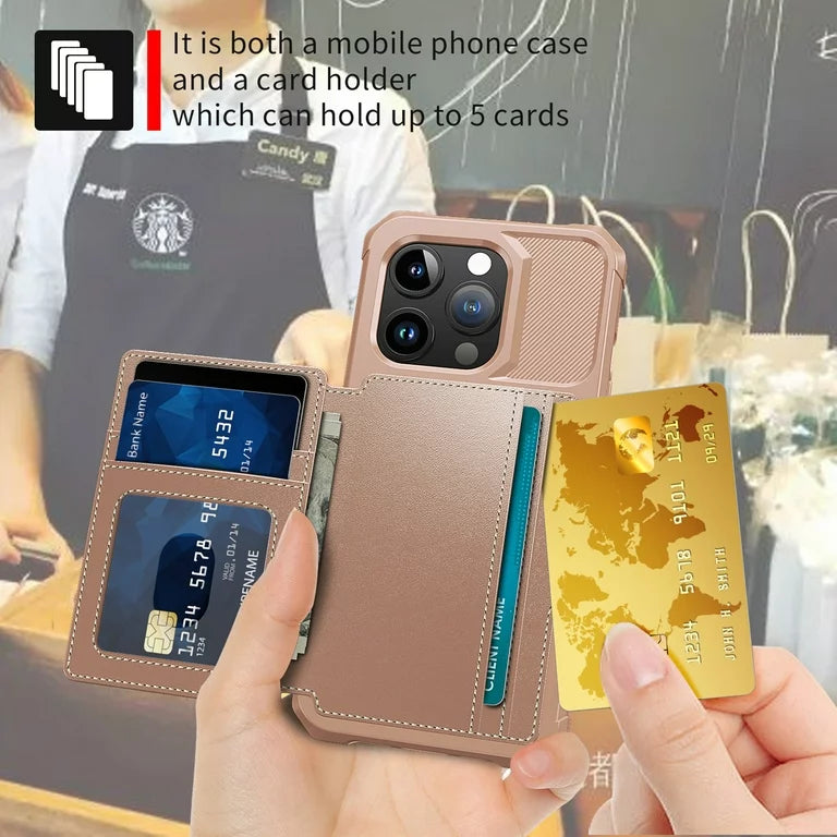 Apple iPhone 15 Pro Hülle - Roségold - Backcover mit Kartenfach