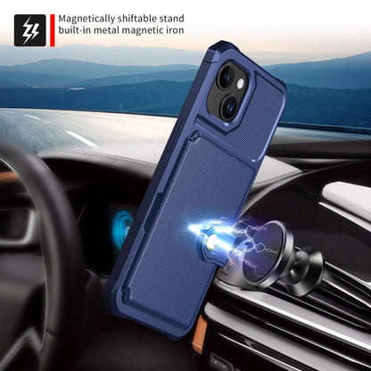 Apple iPhone 15 Plus Hoesje - Blauw - Back Cover met Pasjeshouder