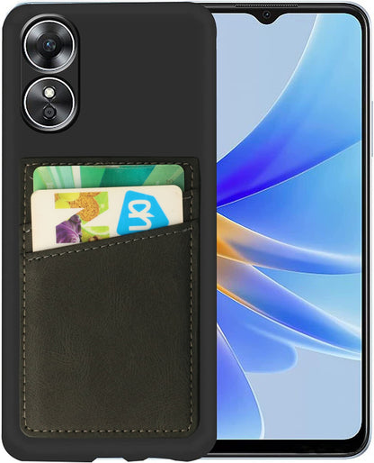 Oppo A17 Hoesje - Charcoal Gray - Back Cover met Pasjeshouder