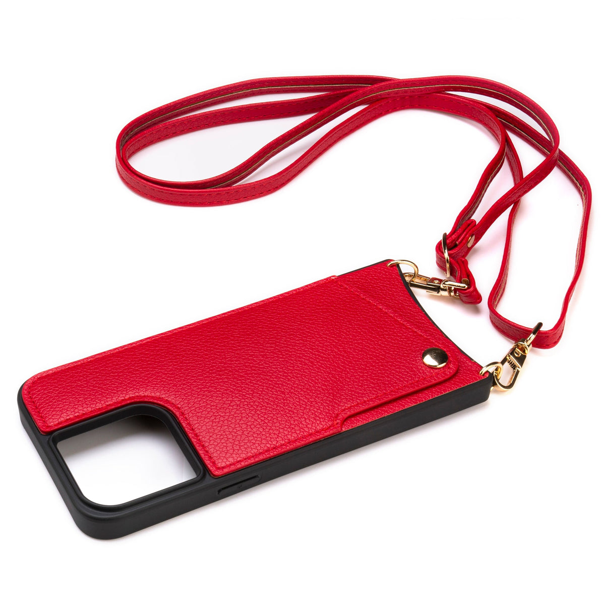 Apple iPhone 15 Pro Max Case - Red - Back Cover with Wrist Band and Phone Band