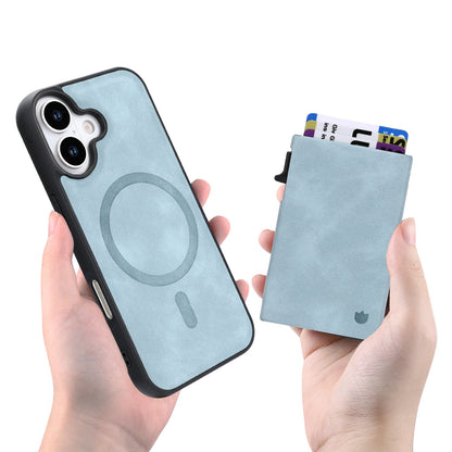 Apple iPhone 17 Case - Aqua Blue - MagSafe Back Cover with Pull-Out Card Holder