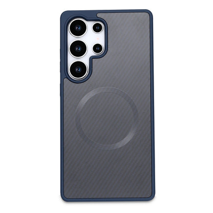 Samsung Galaxy S24 Ultra Hoesje - Blauw - Carbon MagSafe Back Cover