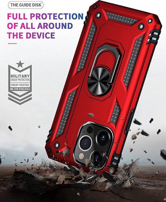 Apple iPhone 13 Pro Hülle - Rot - Armor-Ständer-Backcover