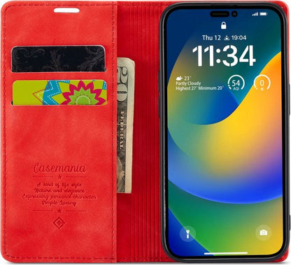 iPhone 14 Pro Case - Crimson Red - Thin Wallet Case
