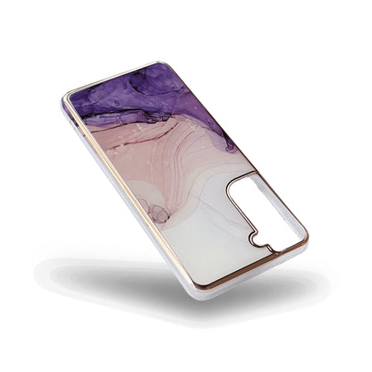 Samsung Galaxy S24 Plus Hoesje - Paars - Siliconen Marmer Back Cover