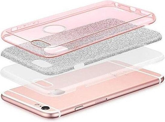 Apple iPhone Xs Max Hoesje - Roze - Glitter Back Cover