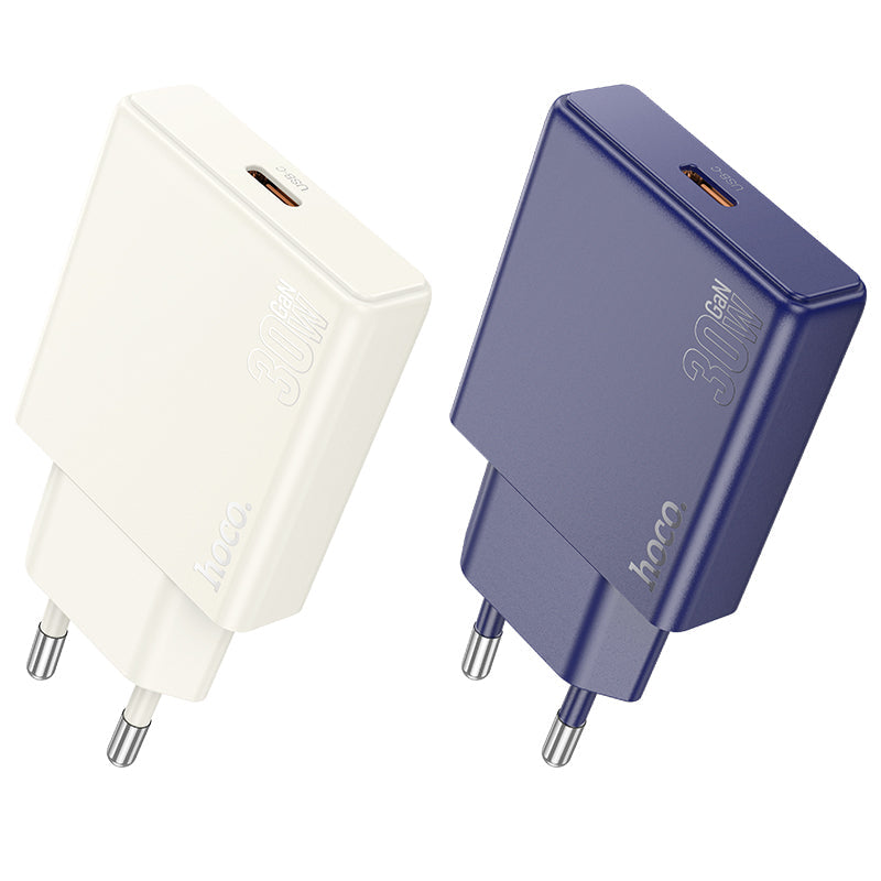 Hoco 30W USB-C Schnellladegerät mit USB-C-Kabel 1m - Titanium Blue