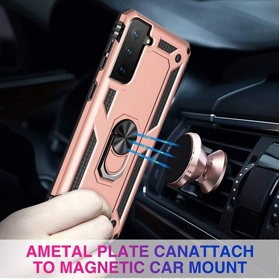 Samsung Galaxy S21 Plus Hoesje - Roségoud - Armor Kickstand Back Cover