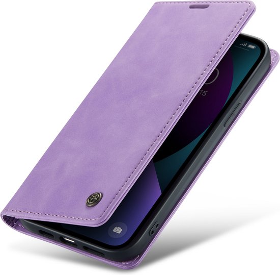 Apple iPhone 13 Hoesje - Bright Lila - Dunne Bookcase